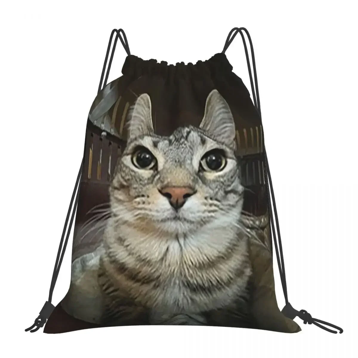 Cat Looking Directly At You Backpacks Portable Drawstring Bags Drawstring Bundle Pocket Shoes Bag BookBag For Man Woman Students