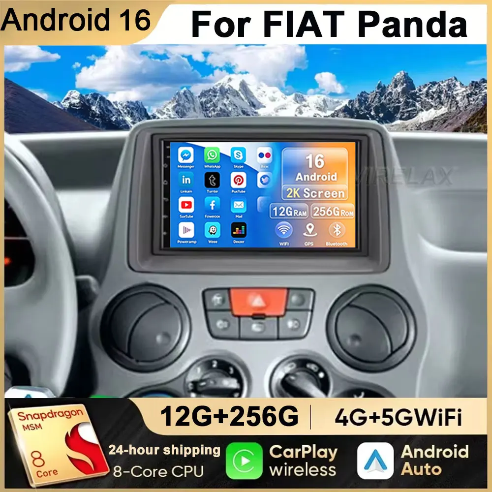 7 inch  Android 16For FIAT Panda 2003 2004 2005 2012 Car Multimedia Player Auto Navigation Stereo Head Unit BT WIFI DSP WIreless