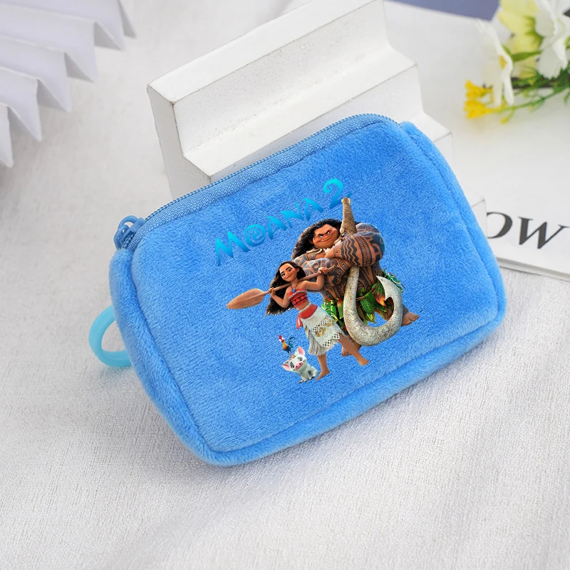 Disney Moana 2 Square Coin Purse Anime Cartoon Printed Handbag Boys Girls Portable Mini Storage Bags Kawaii Wallet Kids Gifts