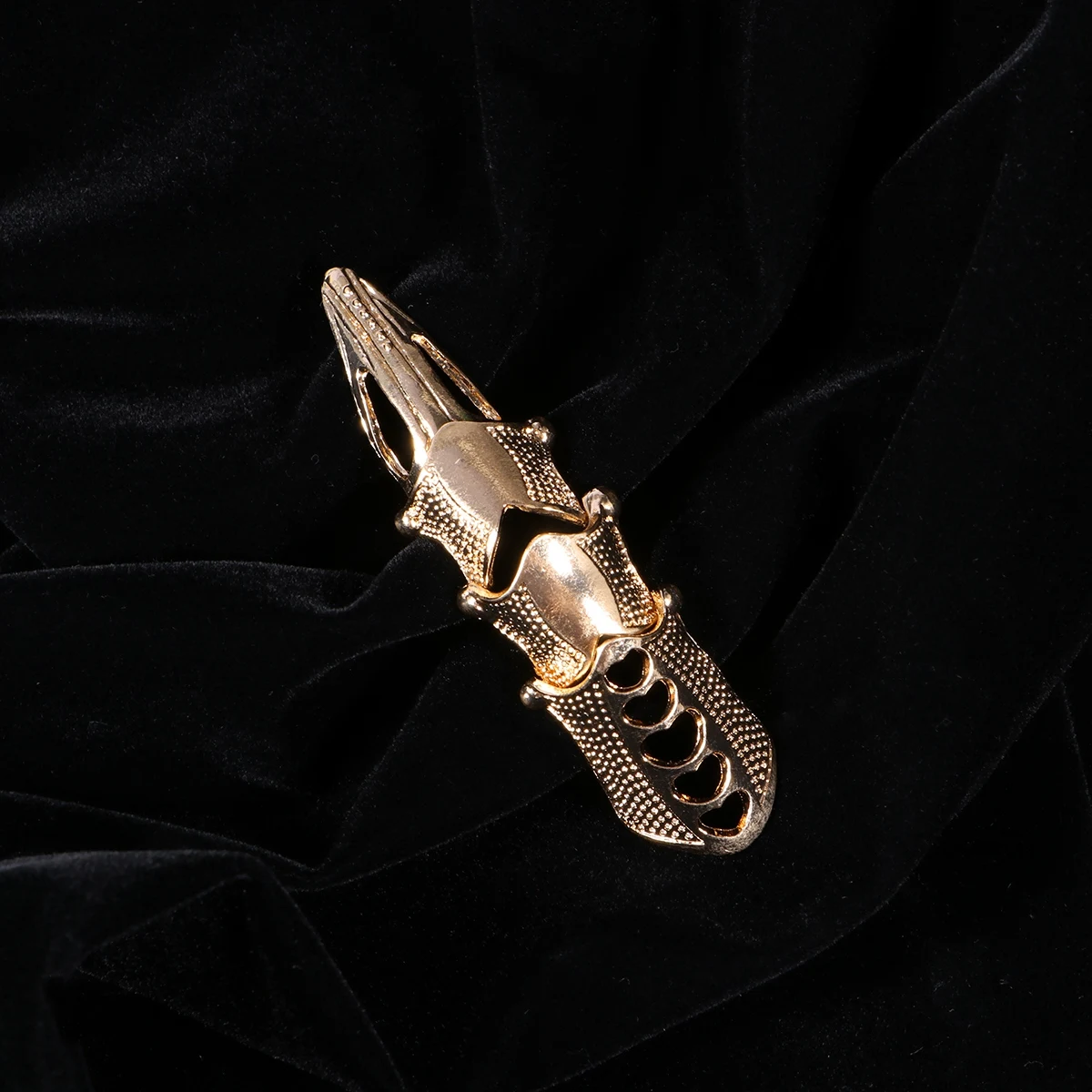 

Punk Style Spiky Finger Ring Women'S Vintage Joint Jewelry Halloween Accessory Golden Unique Design Gift Ring For Birthday