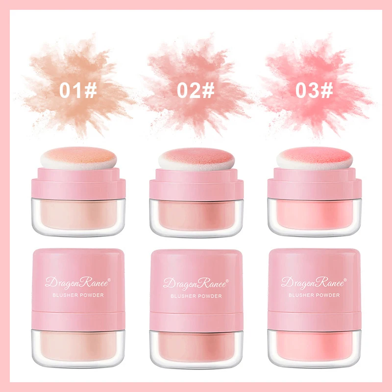 Luchtkussen Blush Wang Tint Blusher Poeder Blijvende Natuurlijke Losse Poeder Multifunctionele Perzik Roze Rouge Cosmetisch Met Spons