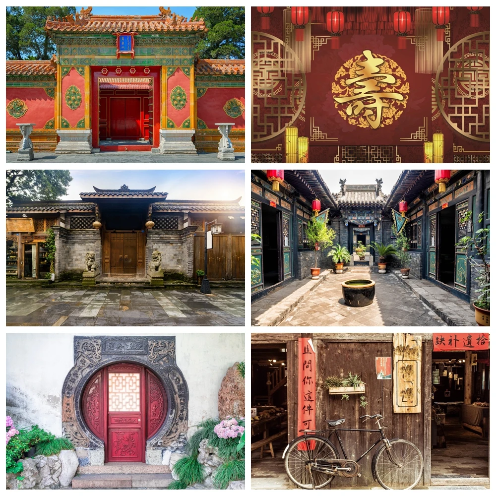 

Chinese Style Backdrop for Photography Traditional Chinese Classical Ancient Building Pavilion Screen Landscape Photo Background
