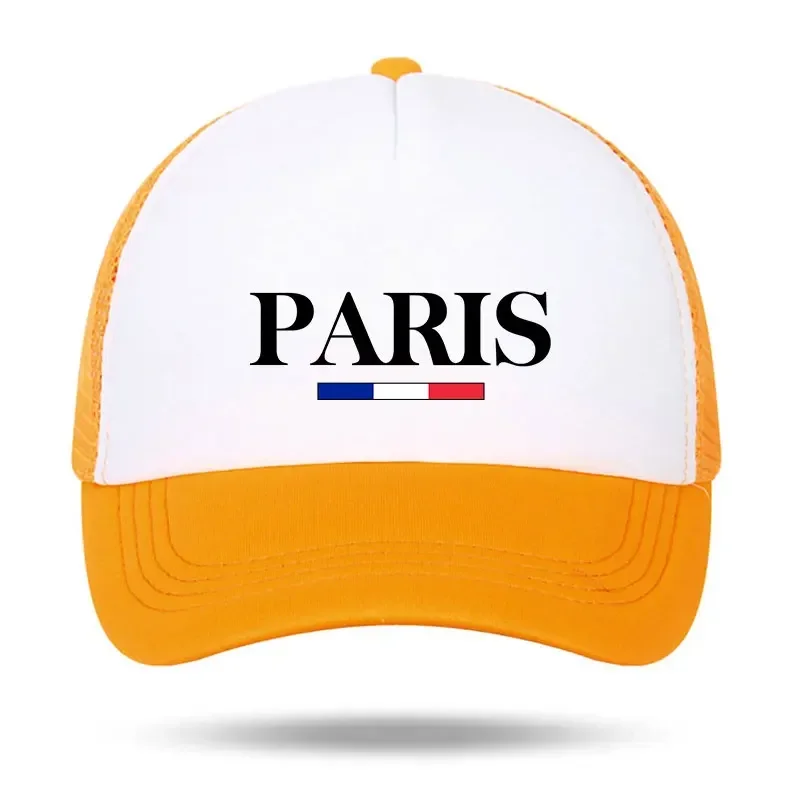 France Summer Paris Printed Foam Trucker Cap Girl Boy Simmer Sun Beach Snapback Cap Adult Daily Mesh Adjustable Visor Caps