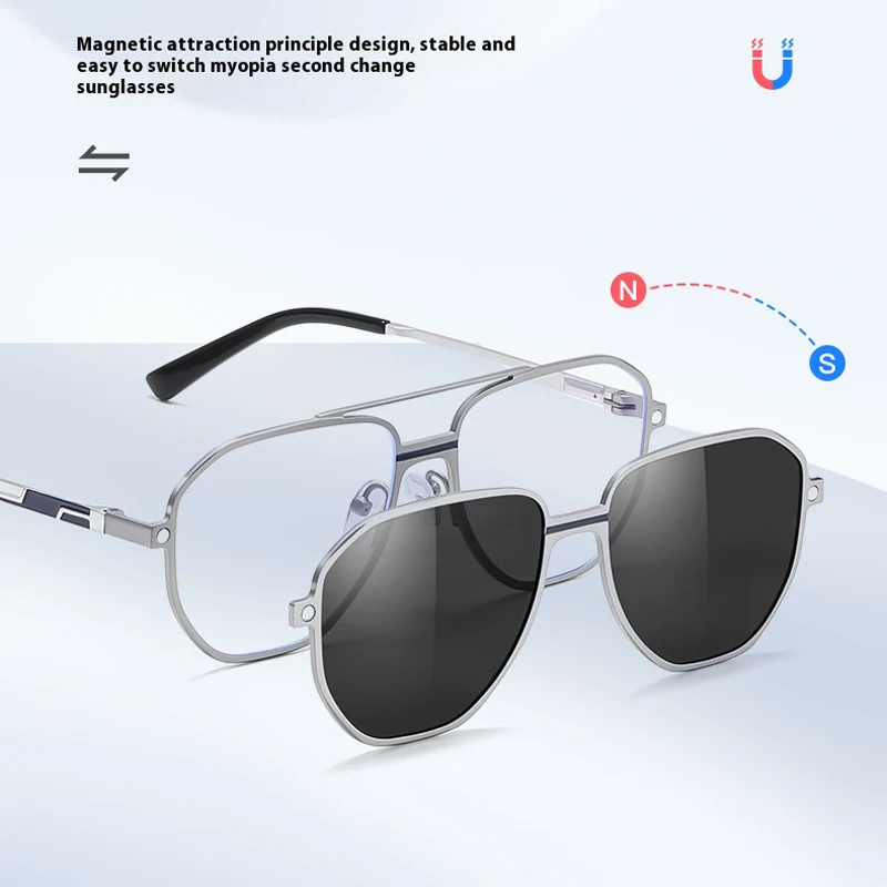 

KUXA 3 в 1 магниевая алюминиевая поляризационная оправа для мужчин и женщин, солнцезащитные очки для близорукости, очки с магнитным зажимом, оптика от 0,50 до -1