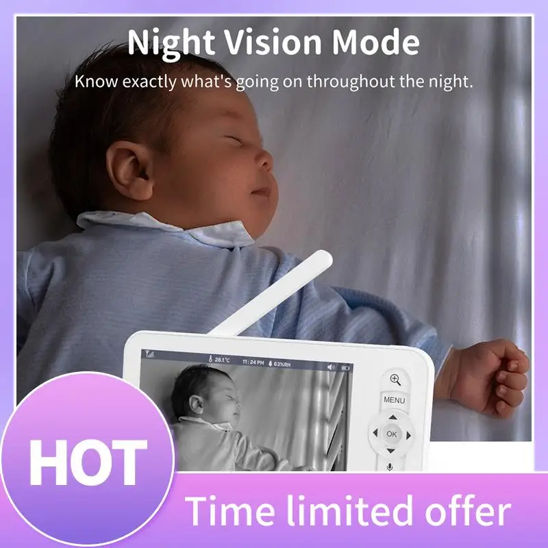 

HD Wifi Baby Monitor With APP,5 Inch 1080P Zoom Baby Camera,Night Vision,2-Way Talk,3000Mah Battery,1000Ft-UK Plug Durable