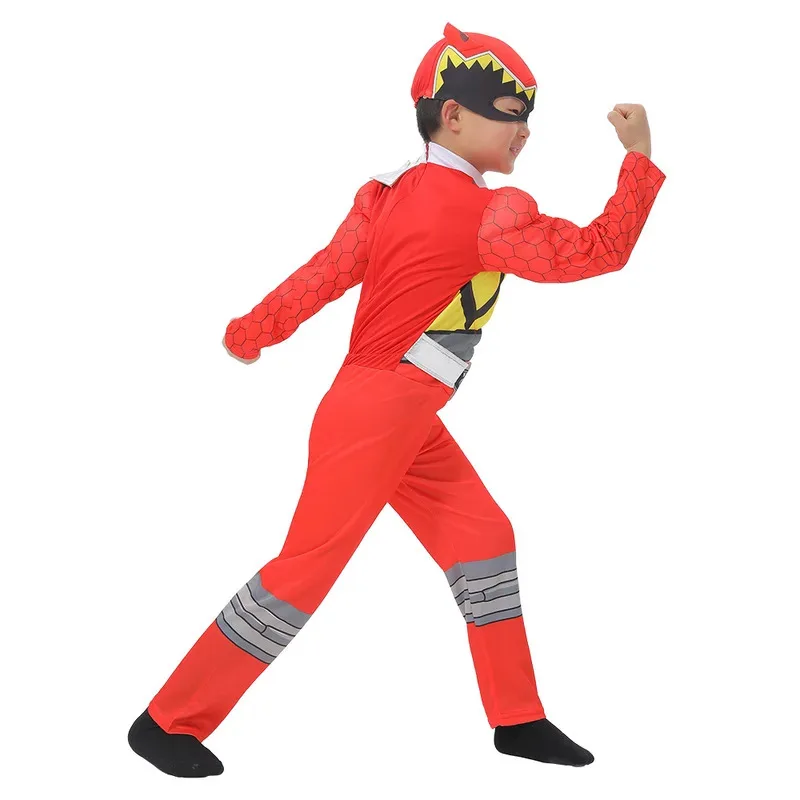 Az15 Dinosaurus Tim Merah Dino Charge Ranger Cosplay Bayi Anak Anak Power Superhero Pesta Ulang Tahun Karnaval Halloween Kostum Otot