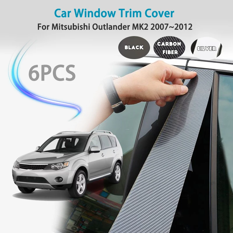 

For Mitsubishi Outlander MK2 2007~2012 Car Window Trim Cover Pillar B C Column Door Decal Stickers Gloss Middle column sticker