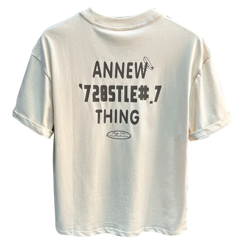 Summer new letter printed short sleeved T-shirt for men, loose half sleeved American casual versatile top