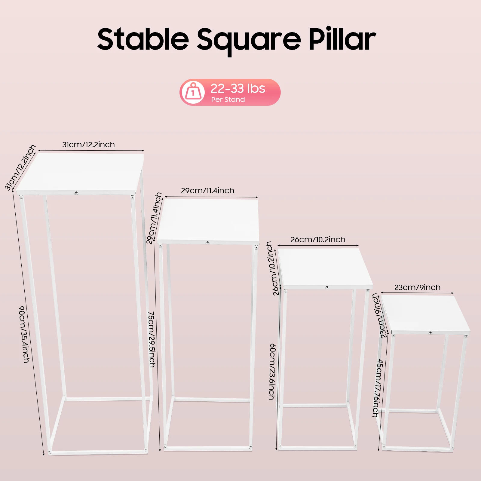 Set di supporti per fiori nuziali da 4 pezzi – Portafiasi in metallo resistente per centrotavola, decorazioni per feste con palloncini