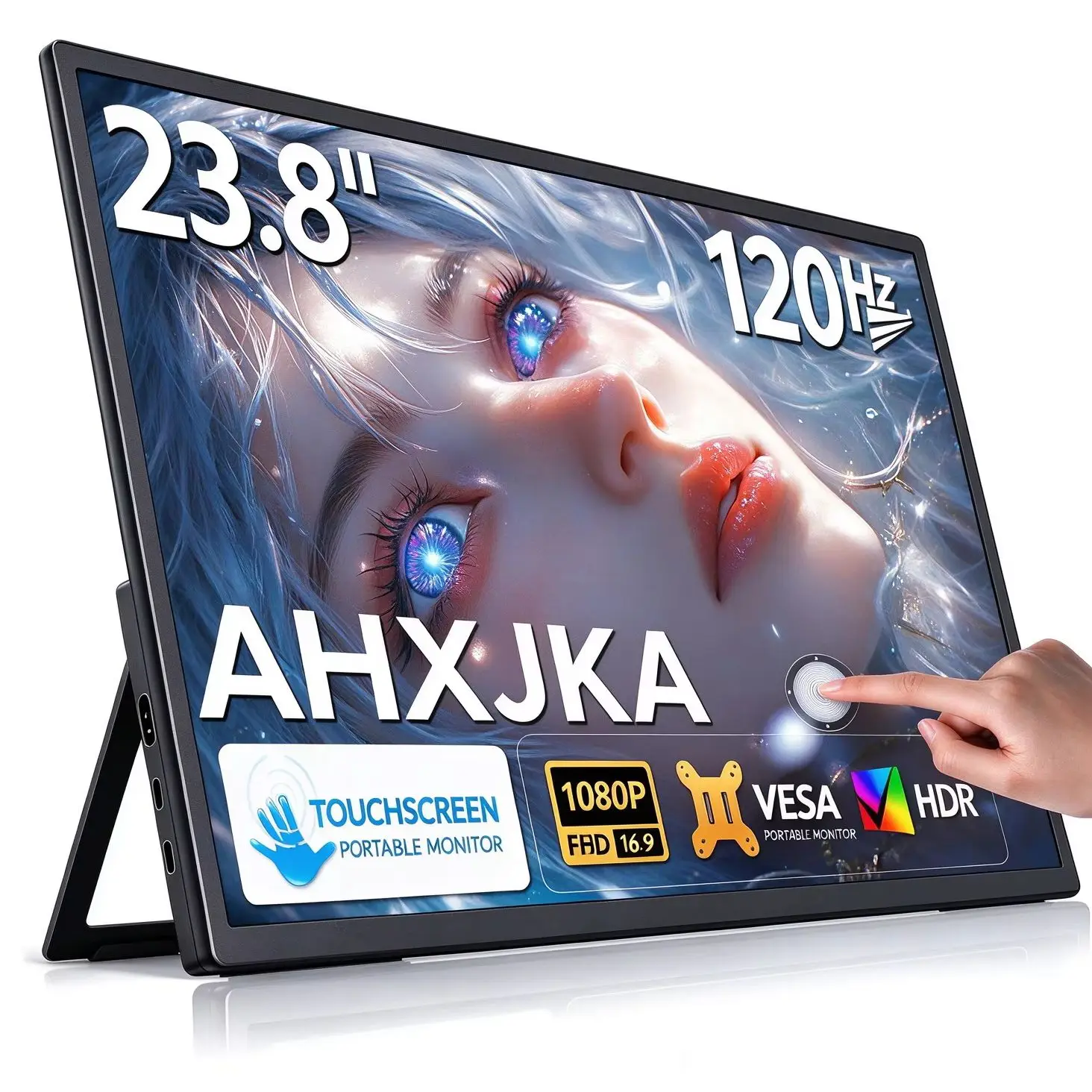 23.8 Inch 120Hz Portable Gaming Monitor FHD IPS 100%sRGB 16:9 Built Rear Stand Extended Secondary Screen for Notebook & Gaming