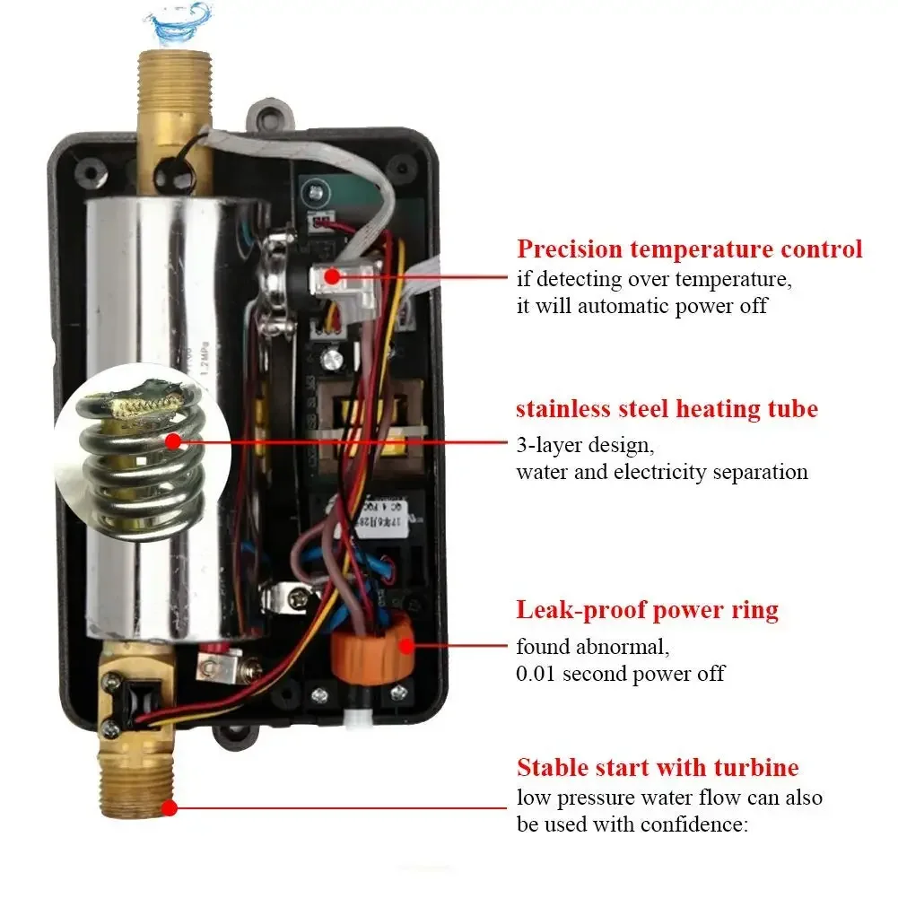 3800W Newest Water Heater Instant Water Heater Tankless Instantaneous Faucet Tap Kitchen Hot Water Crane LED Digital