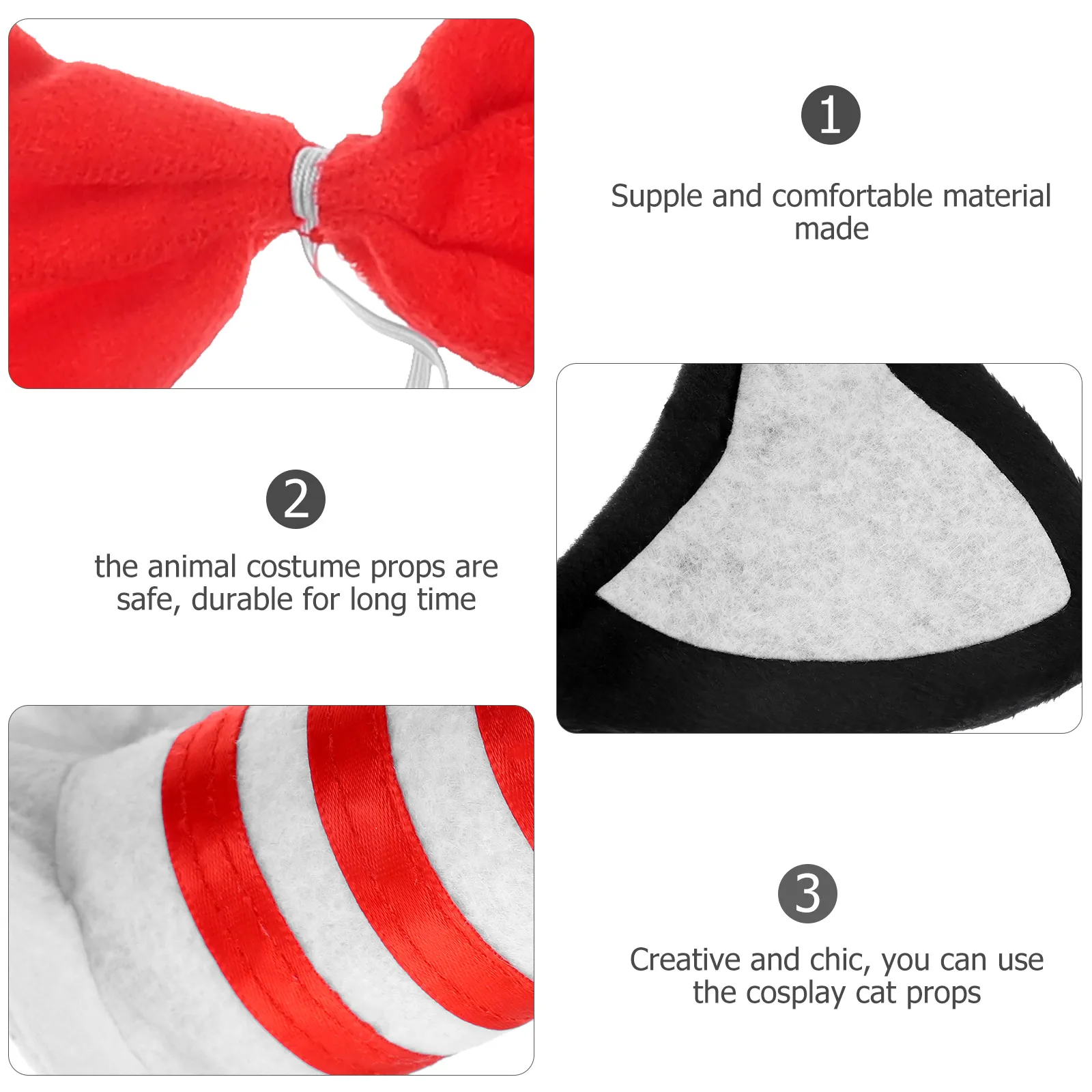 

Black Cat Headb Set Red Hat Halloween Props Party Stage Performance Cosplay Costume Accessories Tail Ears Hairb