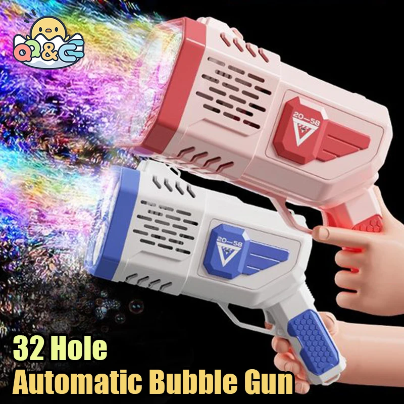 Máquina de burbujas de 36 agujeros, modelo de carga de burbujas de ciclo luminoso, máquina de burbujas de viento de marea nacional, pistola de burbujas automática para niños