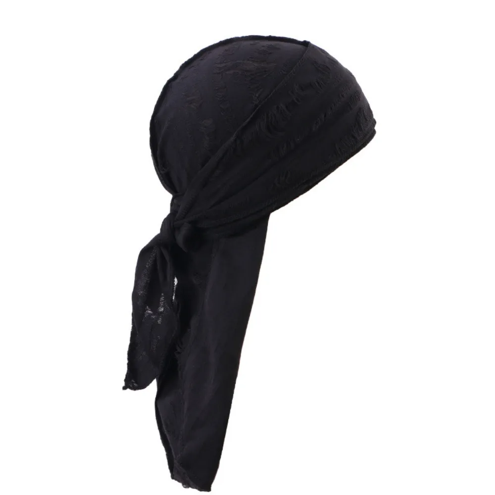 

Cotton Hip Hop Bandana Headscarf Breathable Cycling Head Scarf Long Tail Pirate Cap Headband Strap Headband Hat Hole Bandana Cap