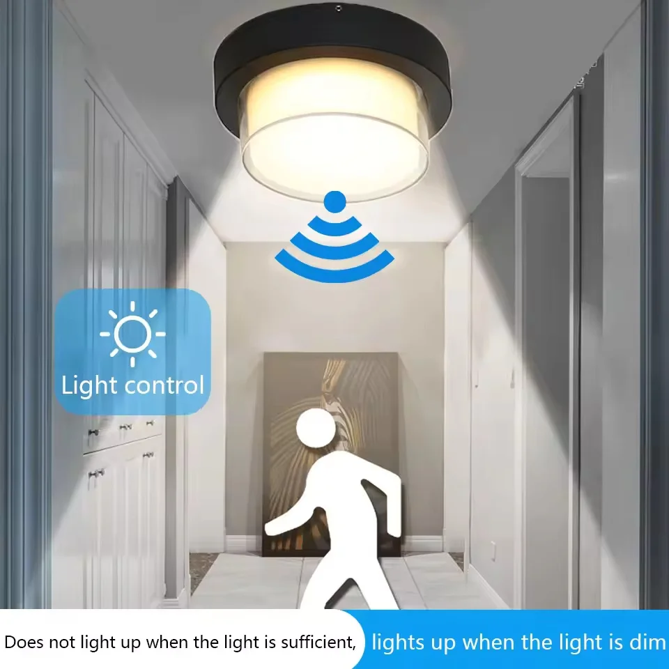 وحدة إضاءة LED جداريّة ضوء الرادار محس حركة 6 واط 12 واط داخلي وخارجي مقاوم للماء IP66 الشرفة الجدار مصباح المنزل الشمعدان إضاءة ديكورية