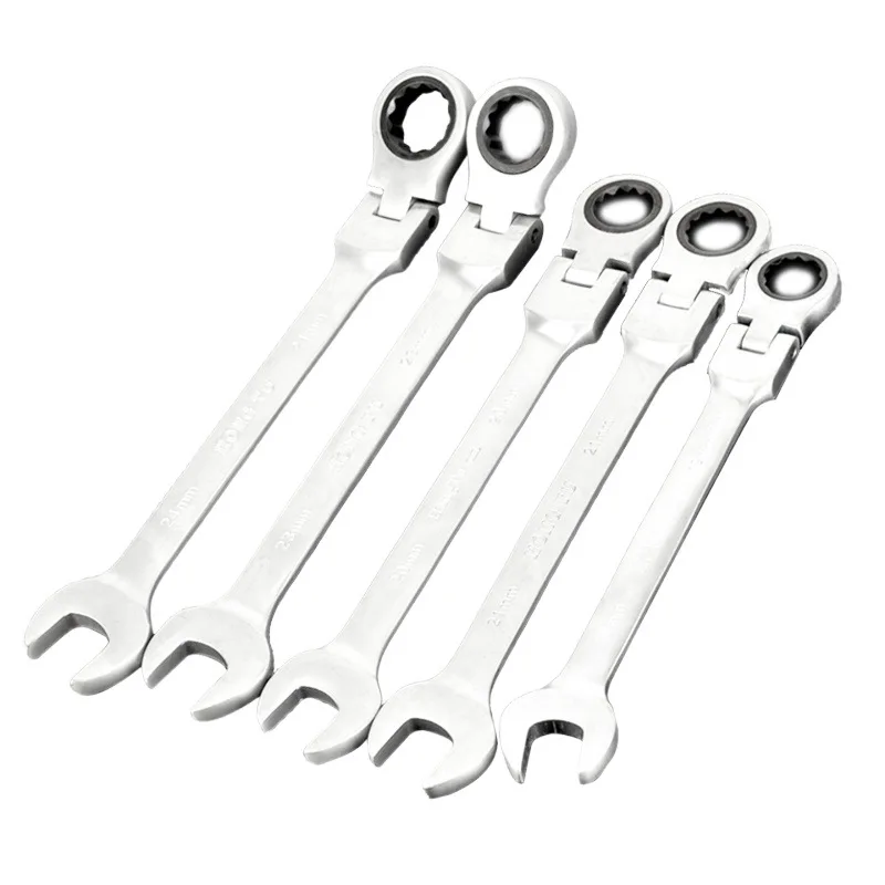 Flexible Ratchet Action Wrench Spanner Nut Tool Head Ratchet Metric Spanner Open End and Ring Wrenches Tool Size 6mm-20mm