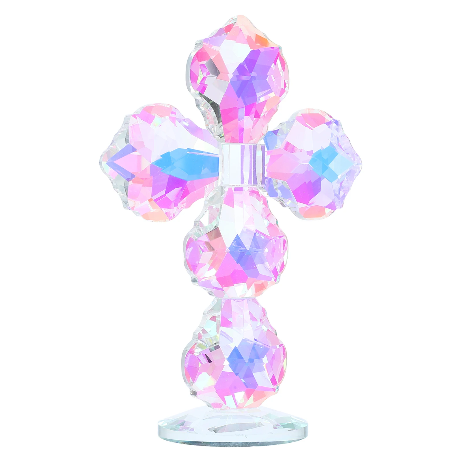 

Holy Crystal Crucifix Statue for Desktop Meditation Beautiful Light Reflecting Surface Enhances Sacred Space Atmosphere Decor