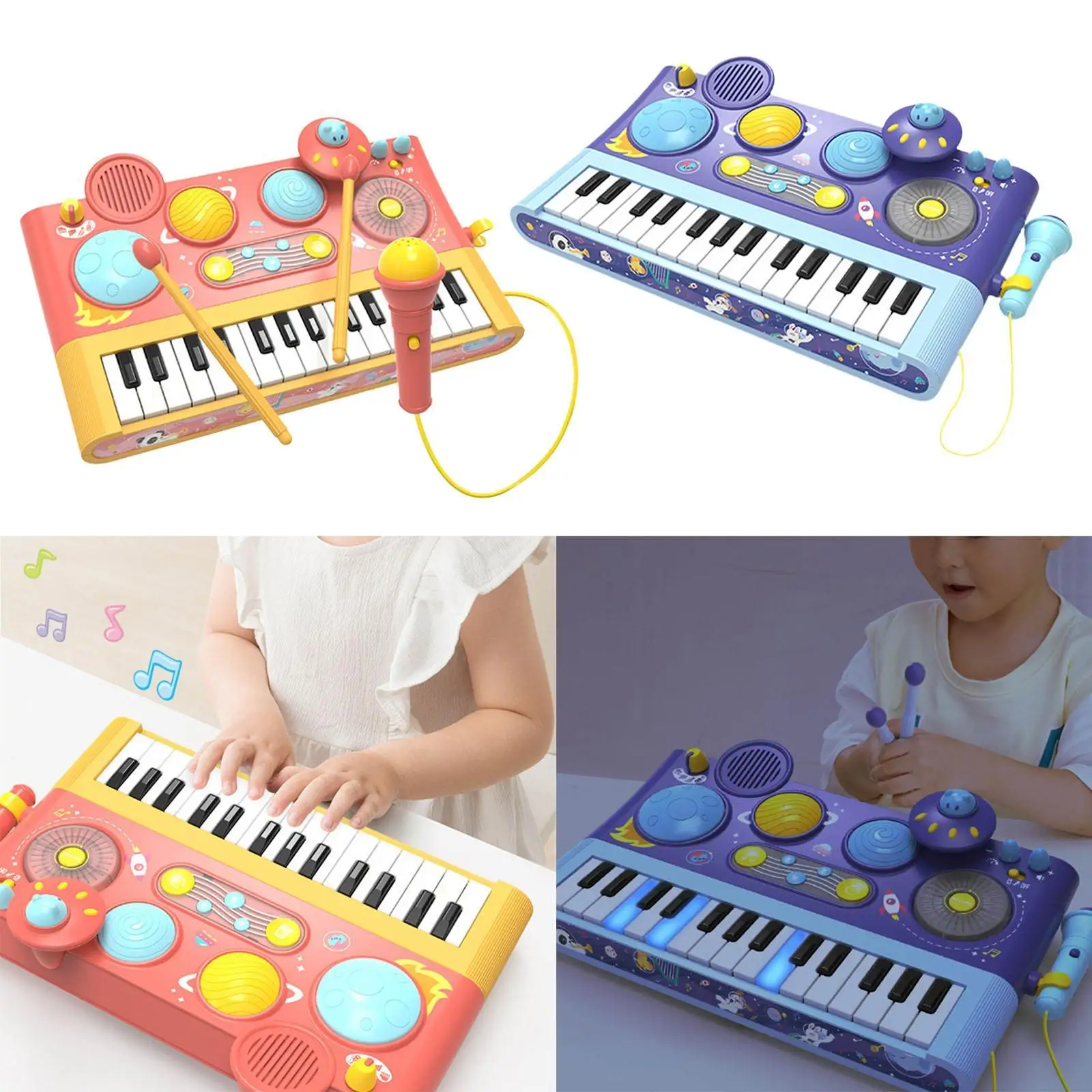 

Piano Preschool Toy Percussion Instrument Piano Keyboard Toy with A Microphone Musical Learning Toy for Easter Christmas Kids