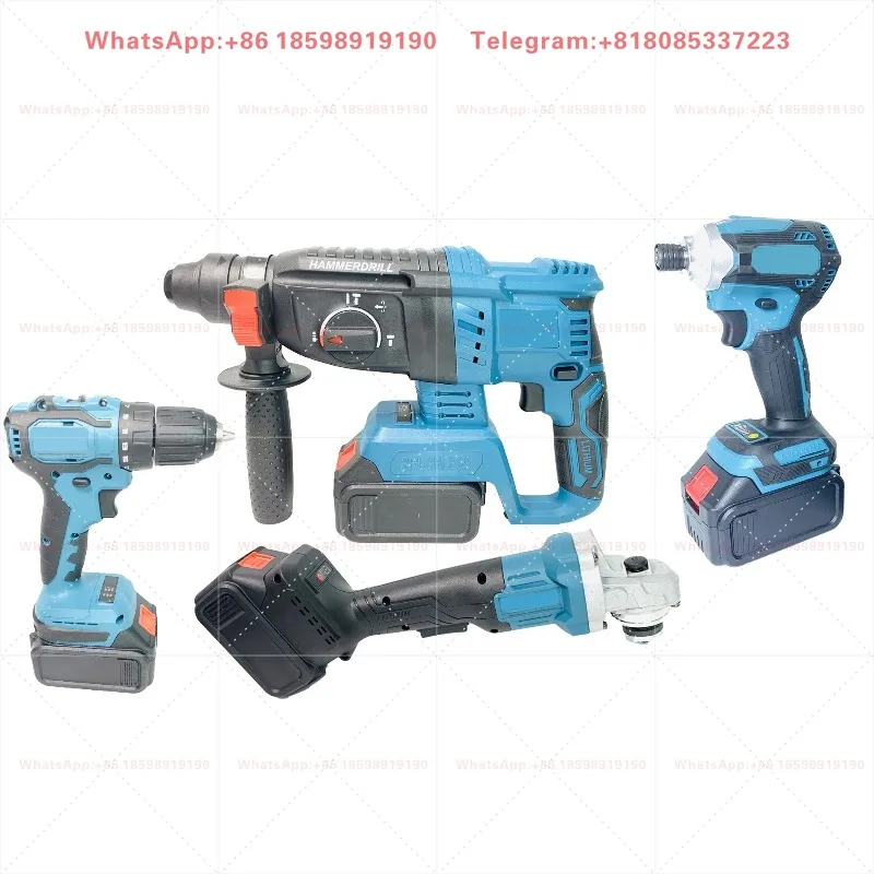 Brushless Electric Wrench Rotary Hammer Angle Grinder  Drill Cordless Tool Sets Case Package Tool Sets Combo Power Tools Set