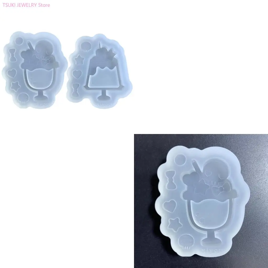 

62KE Ice Cream Shaped Shaker Silicone Moulds Resin Shaker Molds Resin Casting Mould Silicone Material for DIY Pendant Crafts