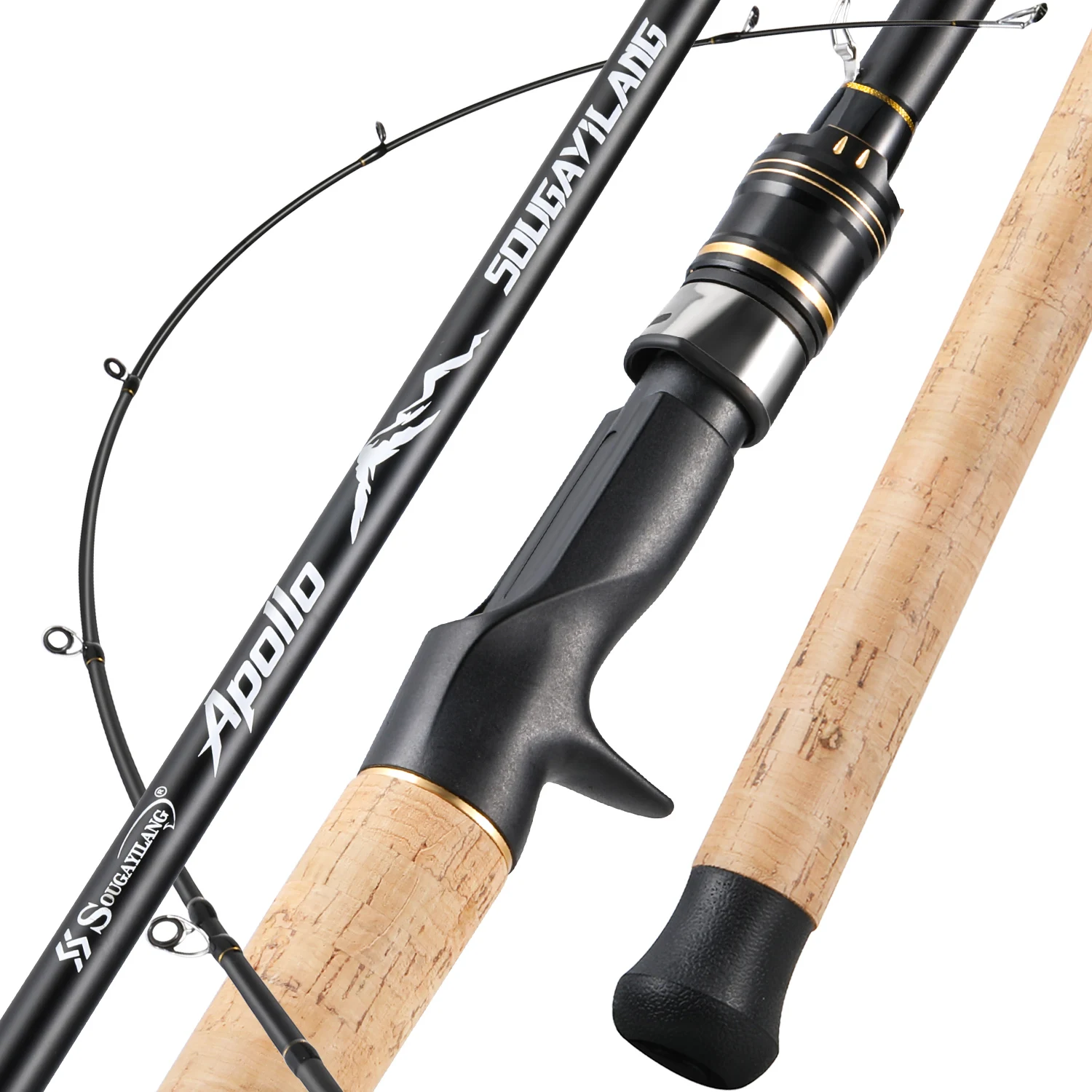 

Удочка для бейткастинга Sougayilang, 2 секции, с деревянной рукояткой, карбоновая, 2,1 м, для дальнего заброса, для ловли карпа