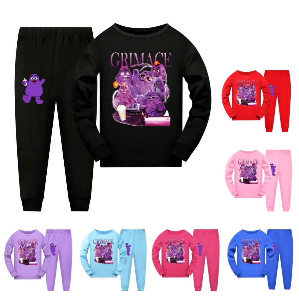 Grimace Shake Homewear Kids Clothing Sets Boys Sleepwear Clothes Child Pajamas Baby Girls Cotton Cartoon Pijamas