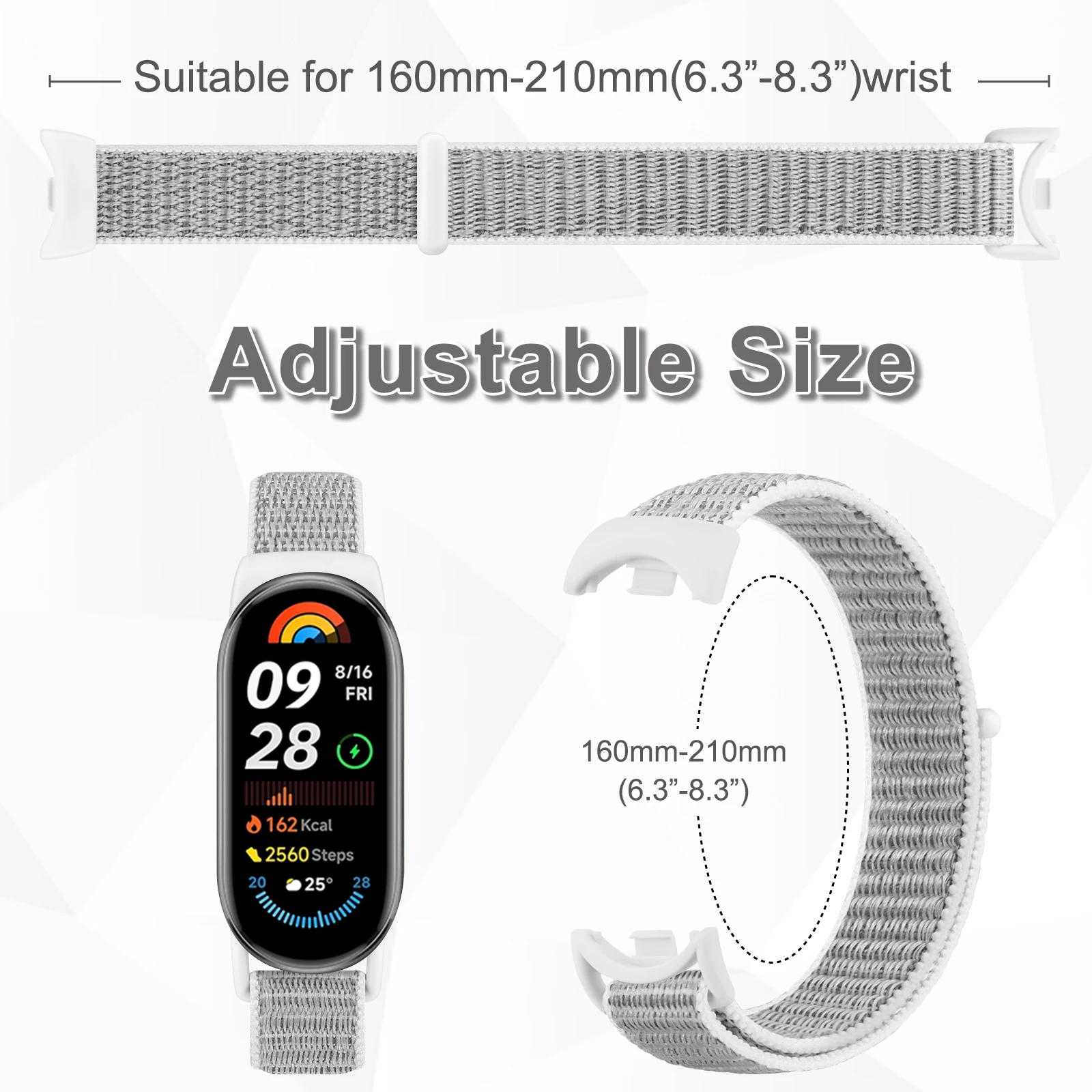 3 قطعة حزام حلقة النايلون ل Xiaomi الذكية الفرقة 9 8 10 NFC SmartWatch معصمه استبدال سوار ل Xiaomi Miband 8 9 10 الفرقة