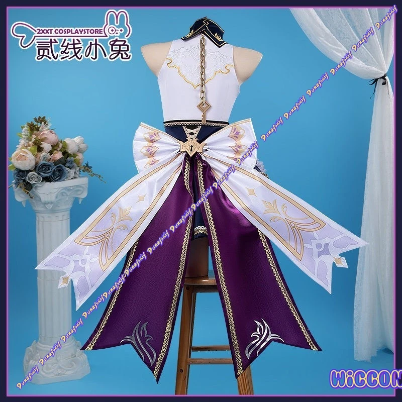 Cathbelle Azur Promilia Cosplay Blue White Chain Maid Dress Kawaii Style Women Costume For Anime Convention - view 4