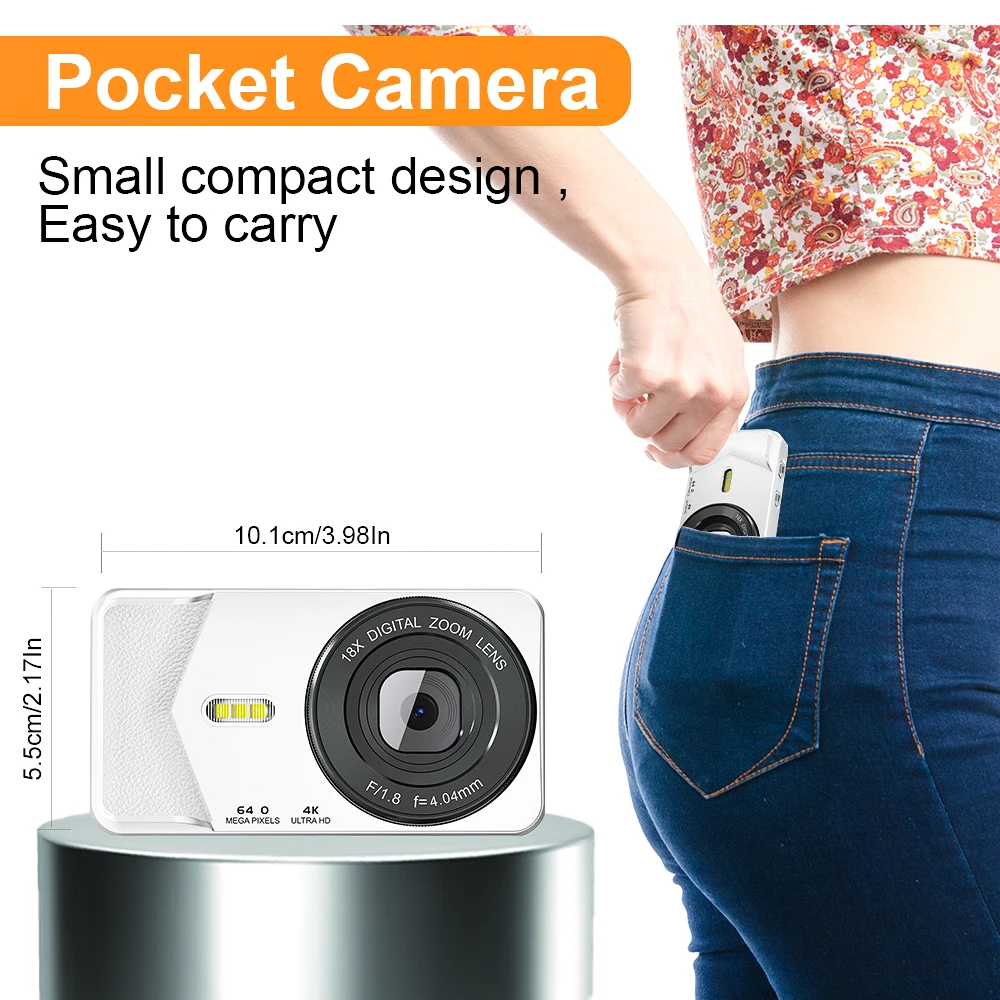 Telele A59 디지털 카메라 어린이 카메라 16x 줌 컴팩트 카메라 초보자를위한 1080P 44MP 카메라