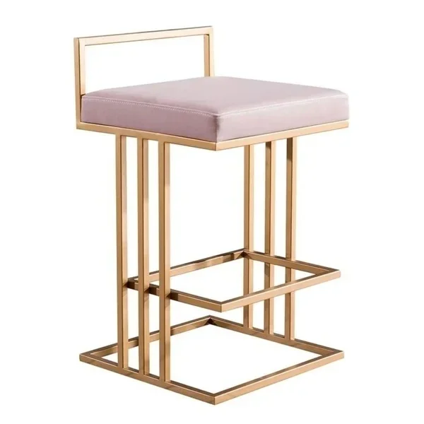 

z Hot Selling Brushed Brass High Foot Stool Gold Stainless Steel Counter Stool Velvet Bar Chair for Cafe Bar