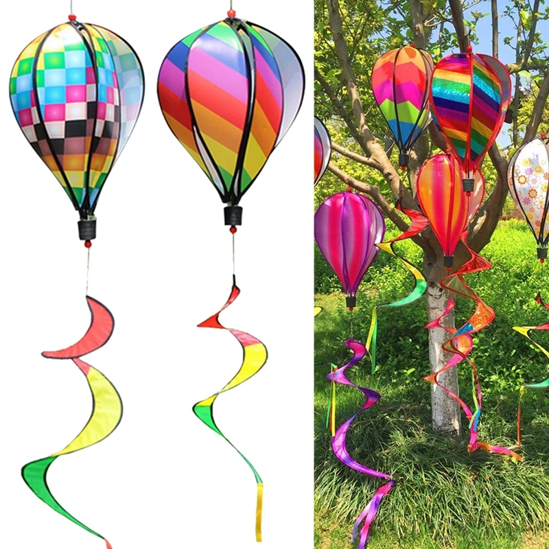 Unique Hot Air Balloon Wind Spinner Geometric 3d Rotating Windmill Twister Hanging Wind Catchers Colorful Garden Yard Decoration