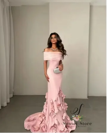 Customized Luxury Mermaid Prom Dresses with Flowers Decorate Formal Evening Dresses فساتين سهرة платье женское вечернее 2025