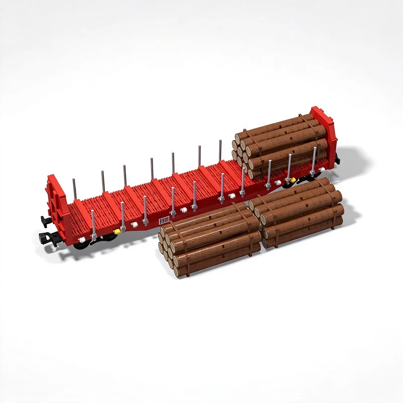 840PCS MOC Vintage Railway Lumber Freight Wagon Model Assembly Building Blocks Educational Birthday Gift For Collection Display