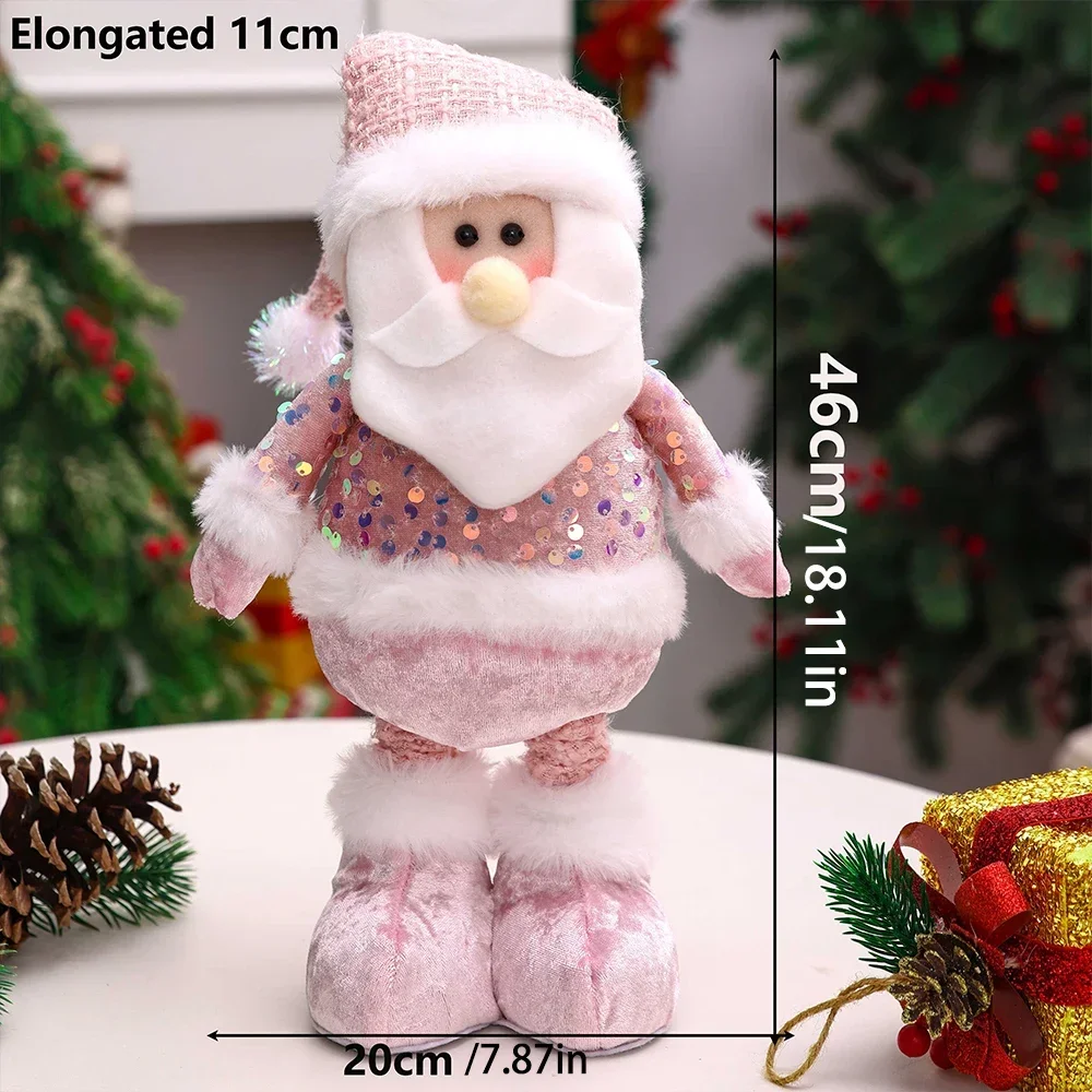 2025 New Santa Claus Snowman Elk Pink Sequin Telescopic Doll Merry Christmas Decoration Window Props Matching Supplies Ornaments