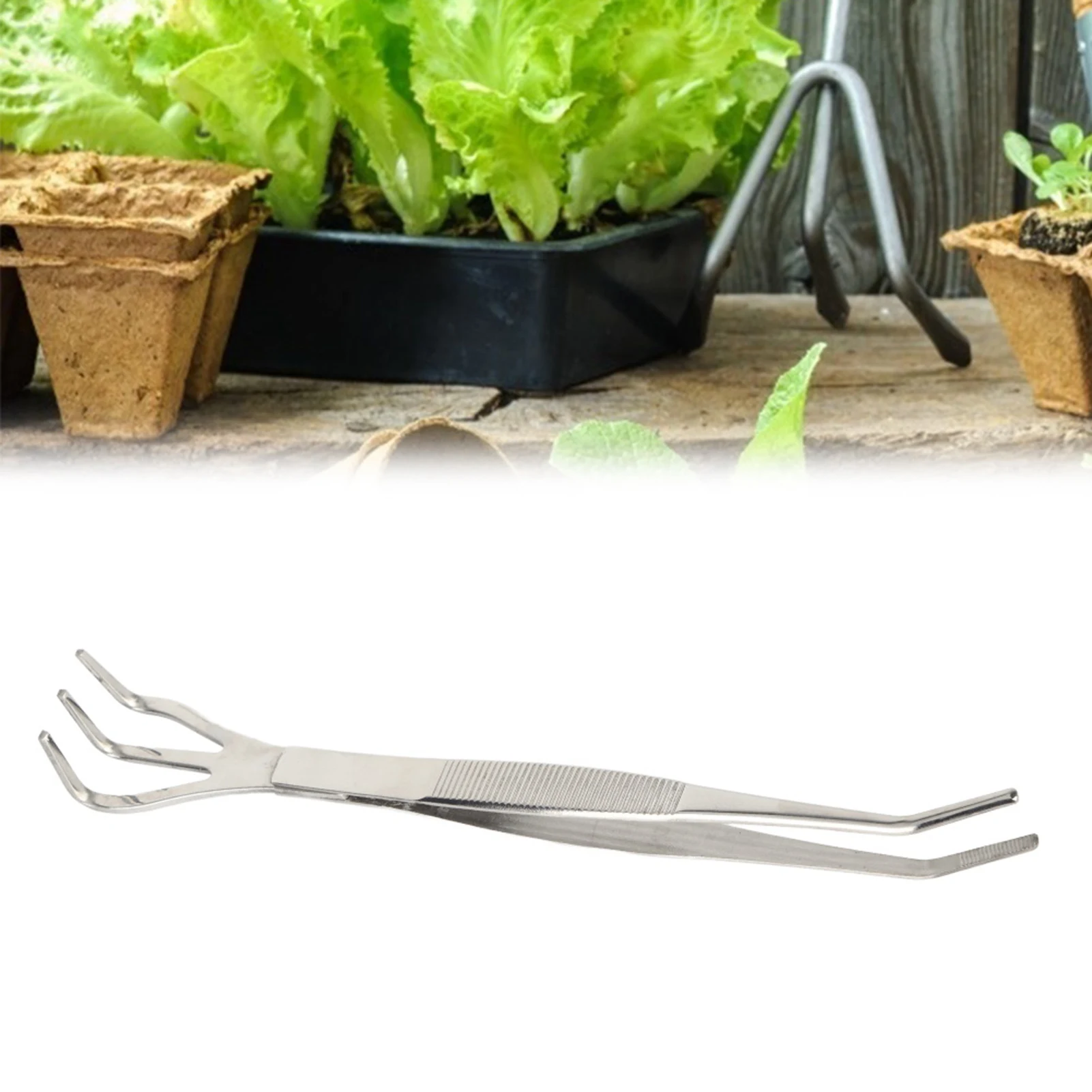 2 in 1 Stainless Steel Bonsai & Gardening Tool Root Rake Tweezers Gardening Tool Root Tweezers Stainless Steel Bonsai Tool