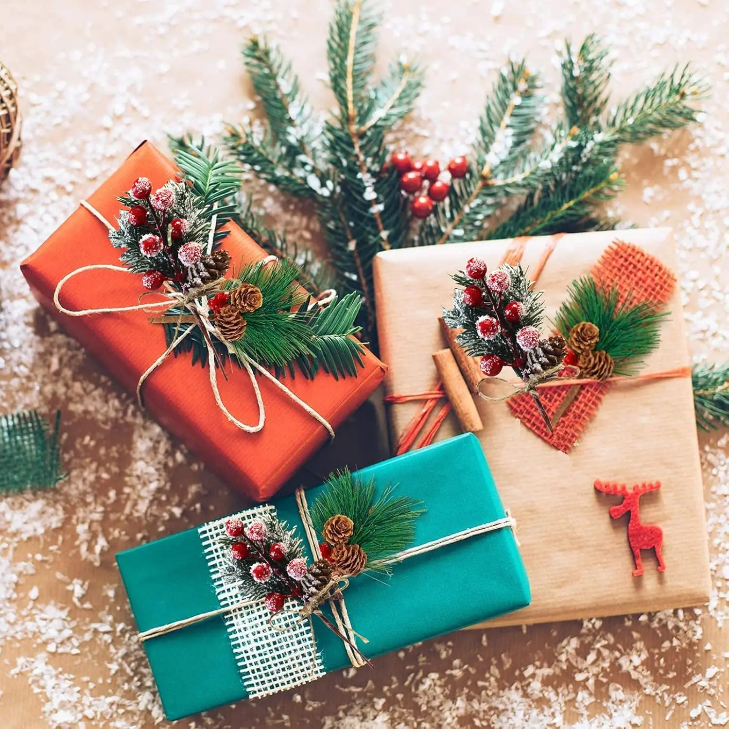 الاصطناعي التوت الجذعية فروع الصنوبر عيد الميلاد الحلي وهمية الزهور هولي التوت DIY إكليل شجرة عيد الميلاد الطرف الديكور الهدايا