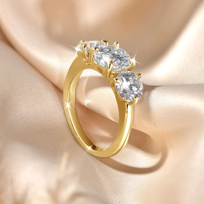 Rrjzz-zertifizierter Rundschliff 4CT 3-Stein-Moissanit-Verlobungsring D Farbe VVS1 im Labor hergestellter Jubiläumsring mit Imitationsdiamant – Detail 16