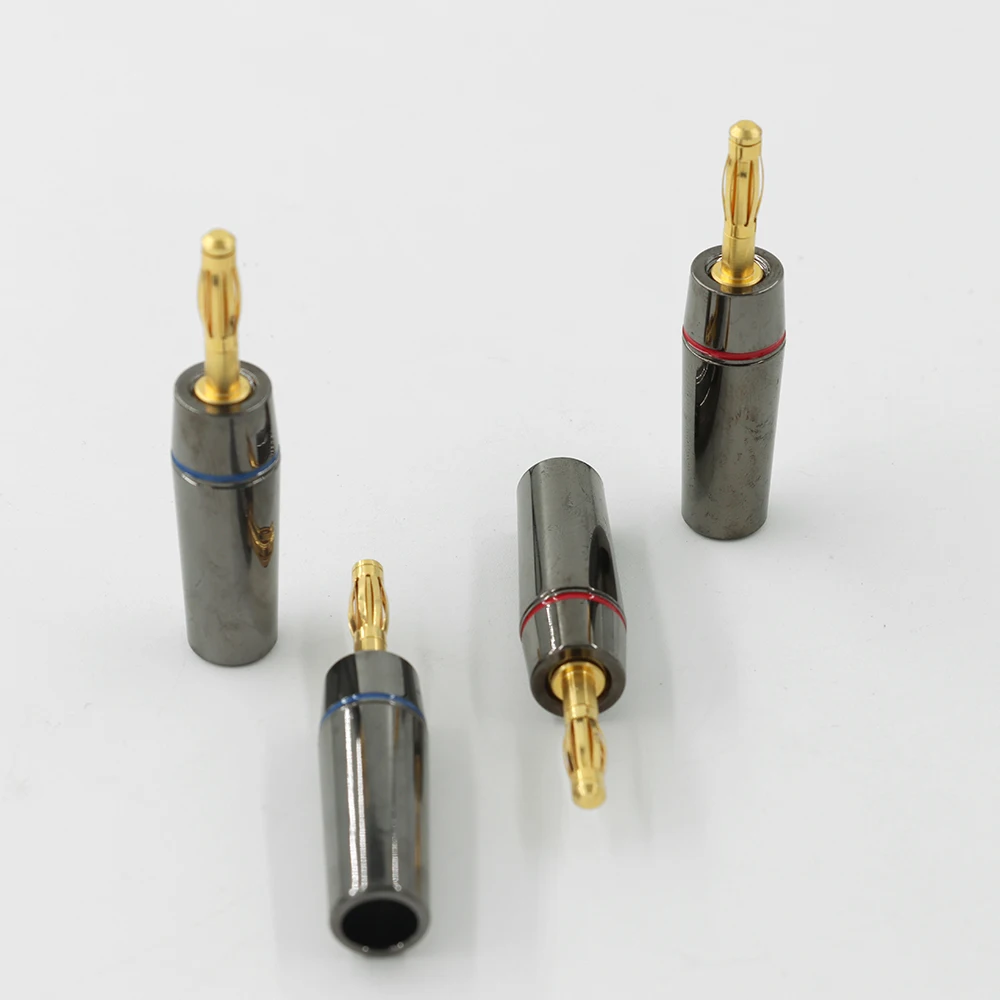 

4PCS EIZZ-505 24K Gold Plated Brass Male Banana Plug Connector Audio Speaker