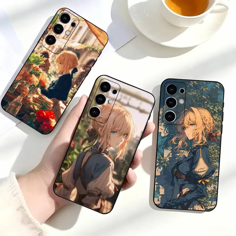 V-Violet Evergarden Anime Lovely Phone Case Black Silicone Soft For Samsung S25,S24,S21,S22,S23,S30,Ultra,S20,Plus,Fe,Lite