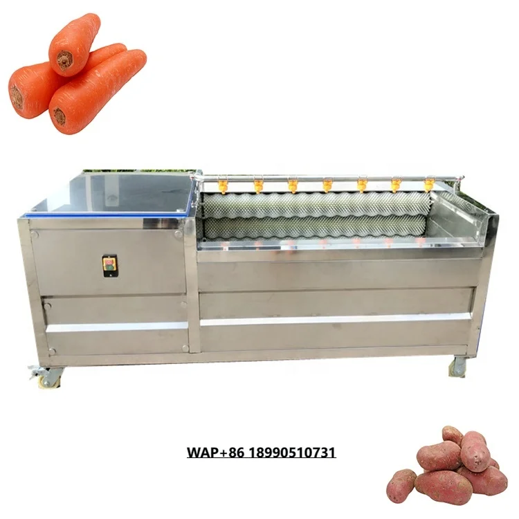 Коммерческая машина для мытья фруктов и овощей, машина для очистки картофеля, имбиря, моркови, лука, морепродуктов, роликовая щетка, машина для очистки и пилинга