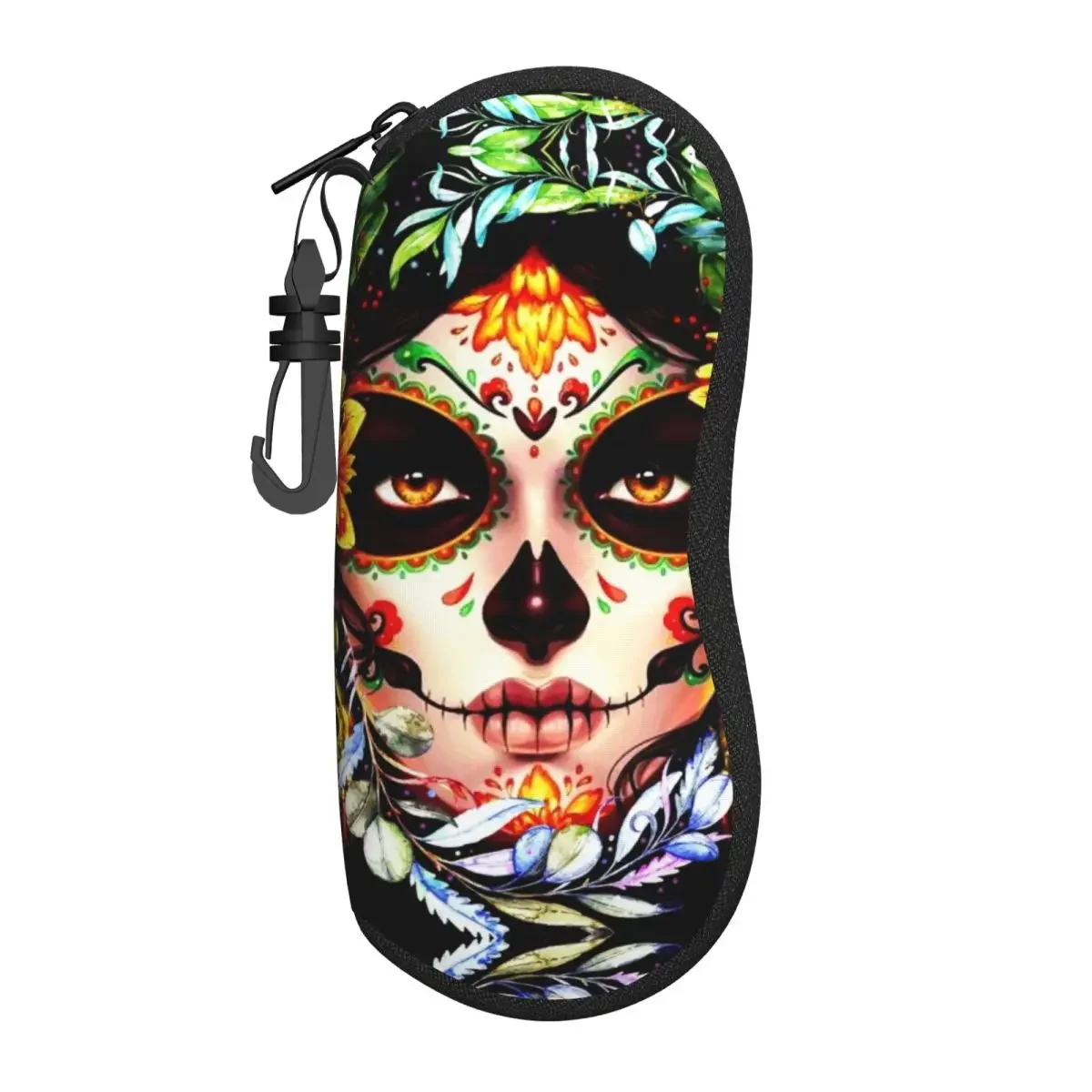 

Изготовленный на заказ мексиканский Catrina с сахарным черепом, женский чехол для очков, мягкий неопреновый чехол для очков, портативная защитная сумка для хранения очков