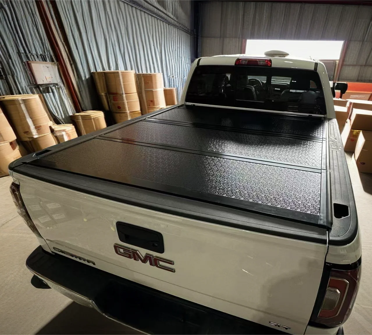 

Rainproof Pickup Truck Tonneau Cover Hard Folding Four Fold Roll-up Lids Custom-fit for GMC Sierra Toyota Tacoma Ram