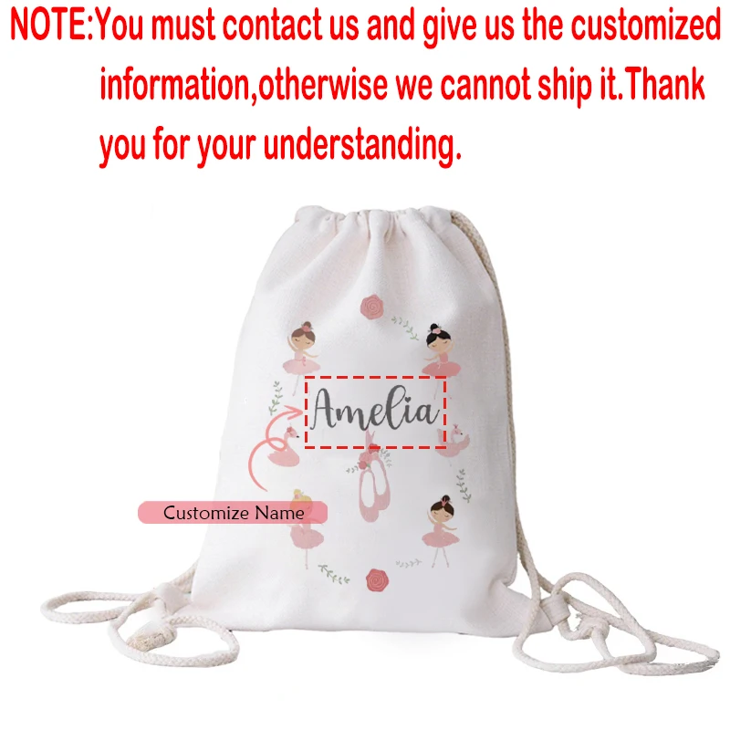 Personalisierter Ballett-Rucksack mit Kordelzug, individuelle Ballett-Tanzschuhe, Geschenktüten für Mädchen, Weihnachten, Geburtstag, Geschenke für den Schulanfang – Detail 3