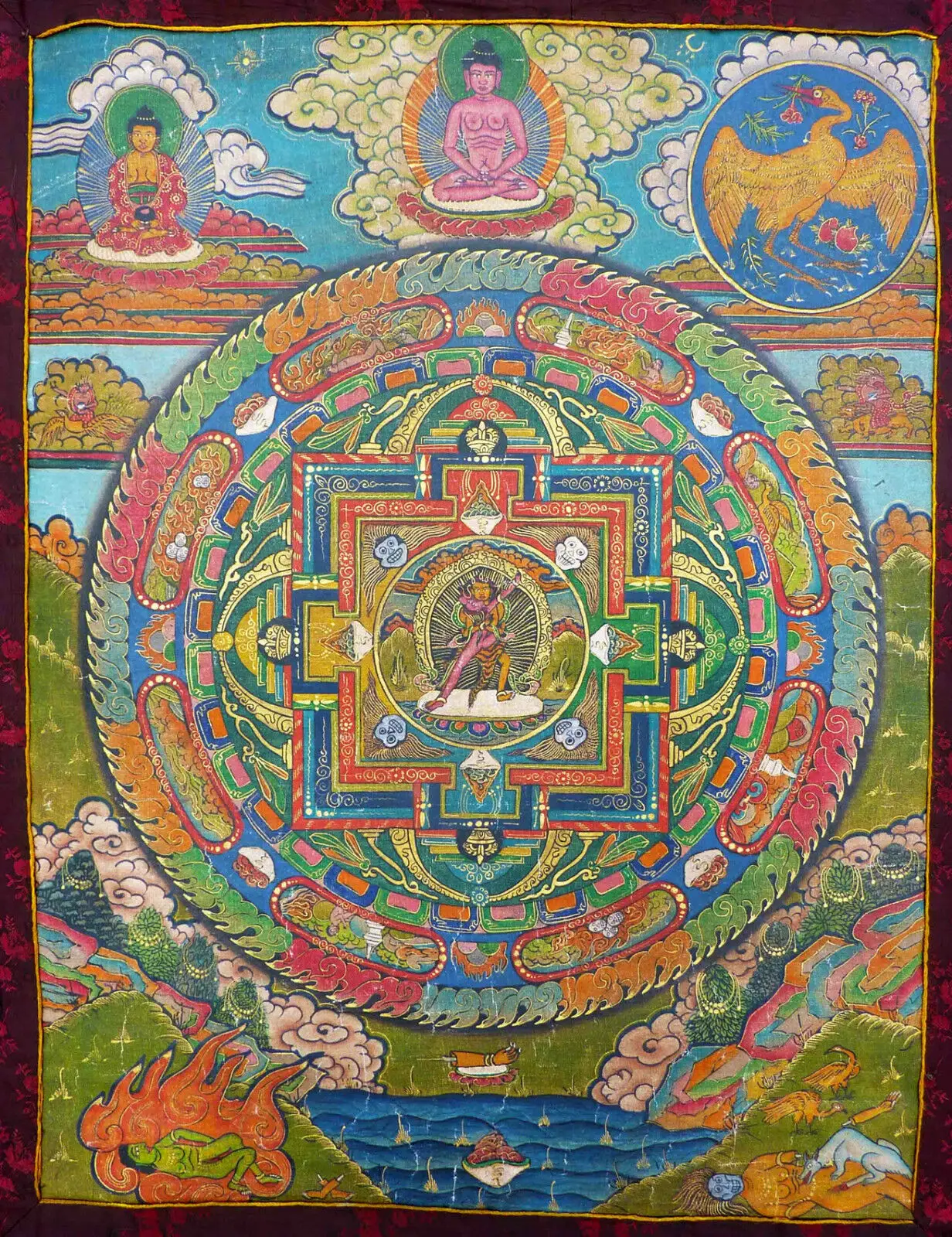 Buddhist Mandala Religion Buddha Buddhism Art Picture Print Silk Poster Home Wall Decor
