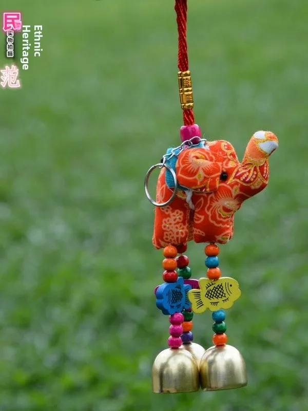 جرس معدني على شكل فيل كرتوني بأسلوب عرقي من يونان، زخرفة جذابة للثروة، جرس نحاسي مميز لديكور المنزل #3