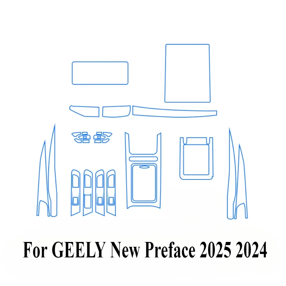لـ GEELY New Preface 2025 2024 ملحقات السيارة طبقة داخلية شفافة من البولي يوريثان لوحة تروس الملاحة وحدة التحكم المركزية حماية PPF #2