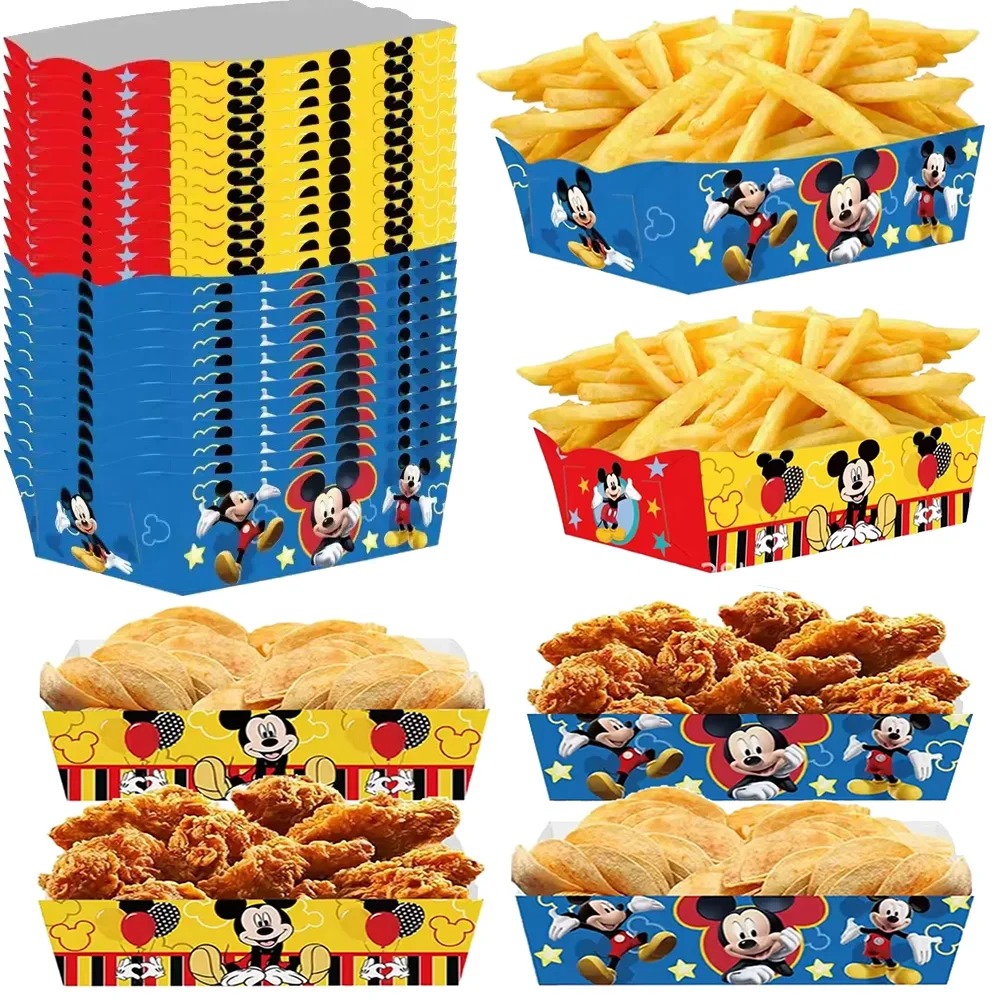 Disney Mickey Mouse Paper Food Tray Party Decorations Mickey Themed Food Filling Box Chip Box Candy Box Party Supplies