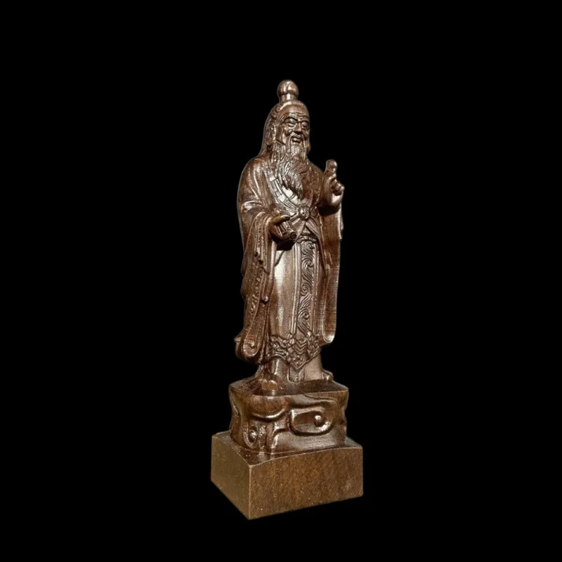 Hand-Carved Wood Lao Tzu Taishang Laojun Statue - 7.9