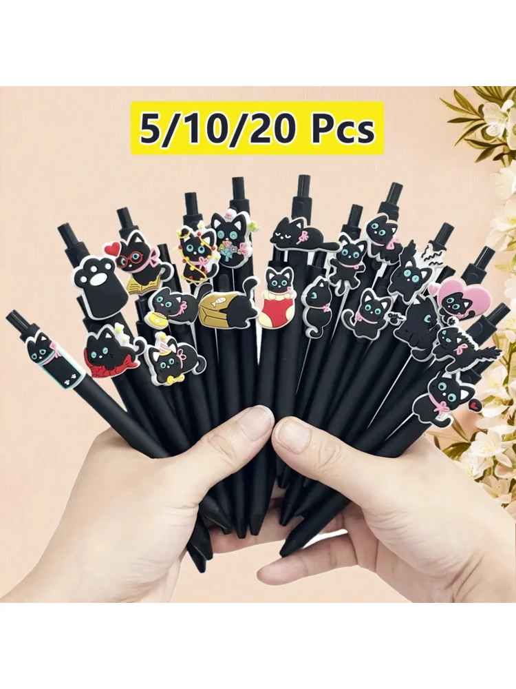 Stylo à bille chat noir 5/15/20 pièces, un incontournable pour les amoureux des chats. Idée cadeau créative, papeterie essentielle et amusante pour le bureau