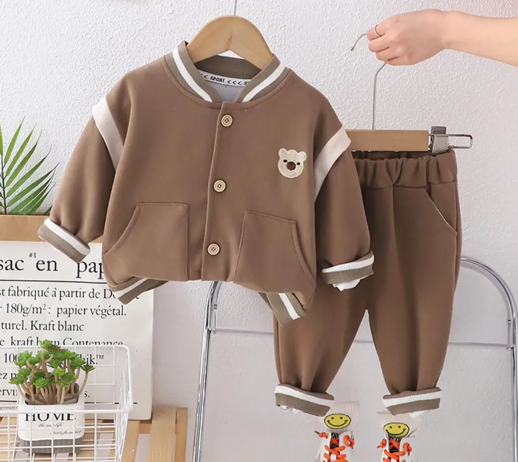 

Toddler Boys Outfits 2024 Korean Style Children Baby Clothing Cartoon Bear Cardigan Jackets and Pants Sets Kids Bebe Tracksuits